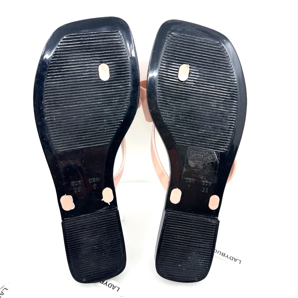 NWOB Jeffrey Campbell Black and Pink Bow Sandals Size 7 EUR 38 - Picture 9 of 10